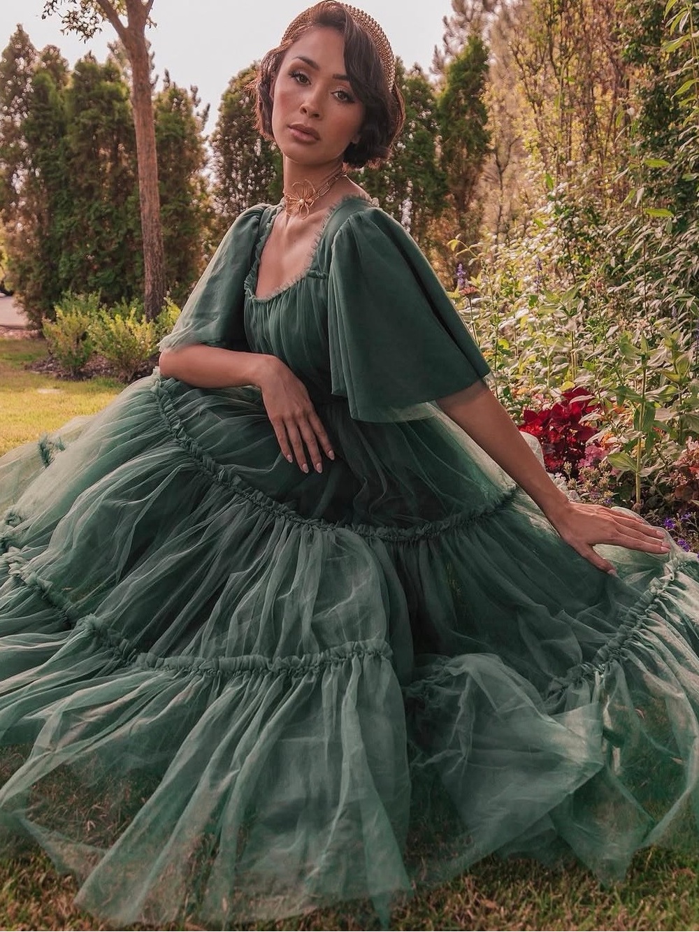 NWT JessaKae Ophelia Tulle Dress Emerald Green Plus Size 4X